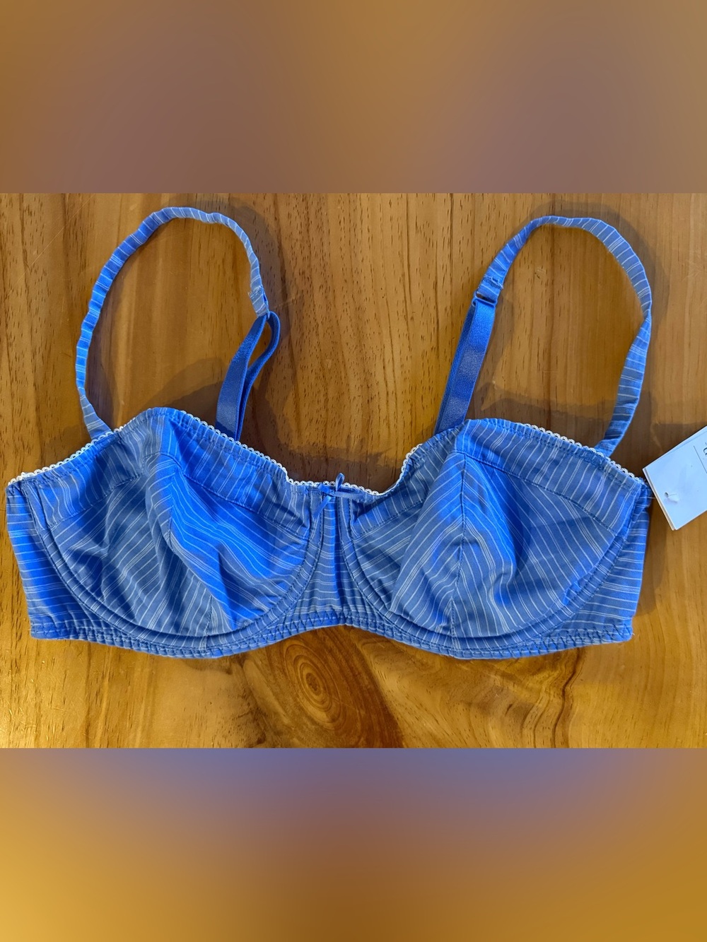 Auden Blue Pinstripe Unlined Balconette Bra